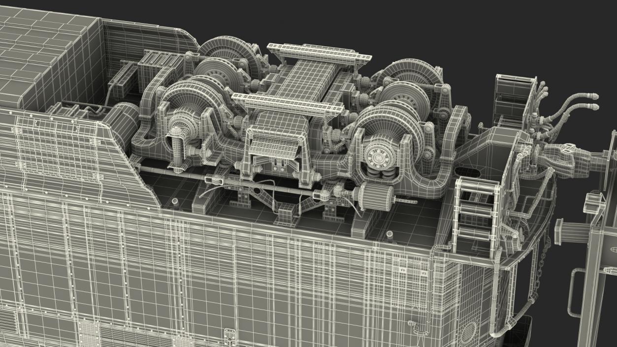 3D Diesel Electric Locomotive with Stake Wagon with Logs model