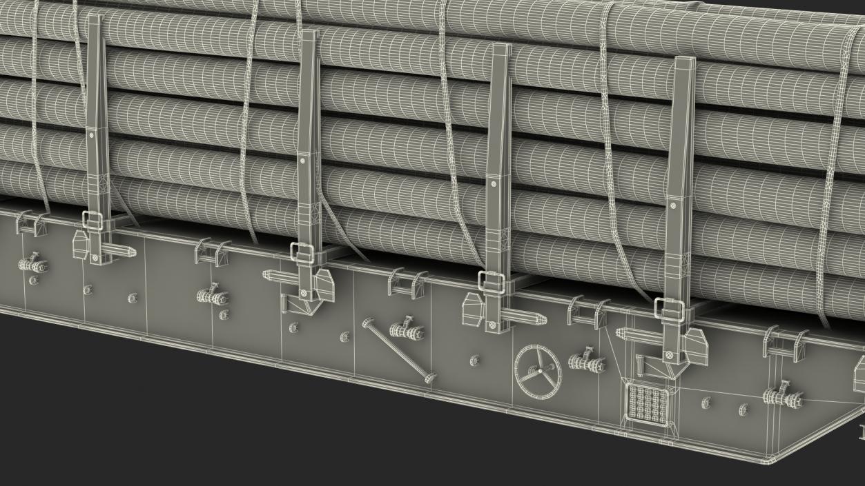 3D Diesel Electric Locomotive with Stake Wagon with Logs model