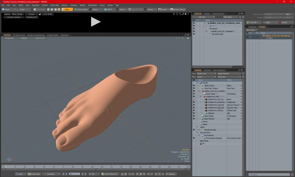 3D Rubber Foot for Prosthesis