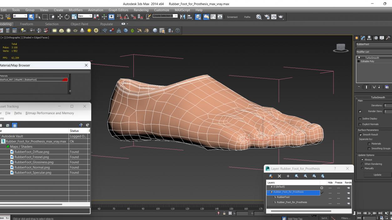 3D Rubber Foot for Prosthesis