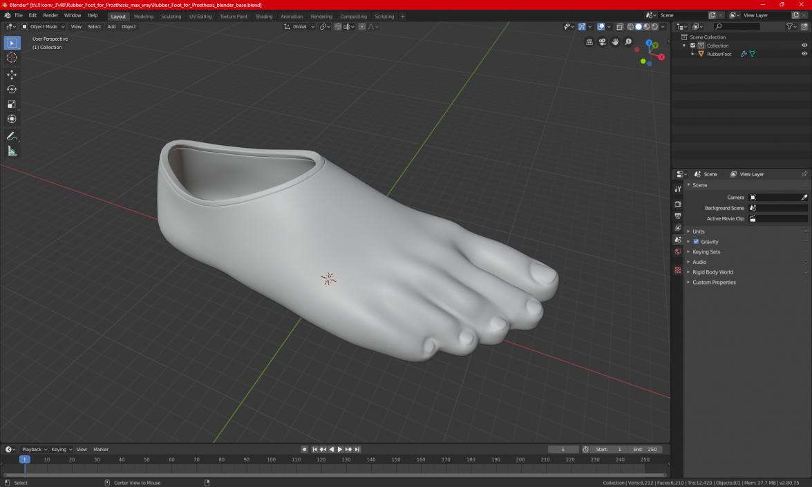 3D Rubber Foot for Prosthesis