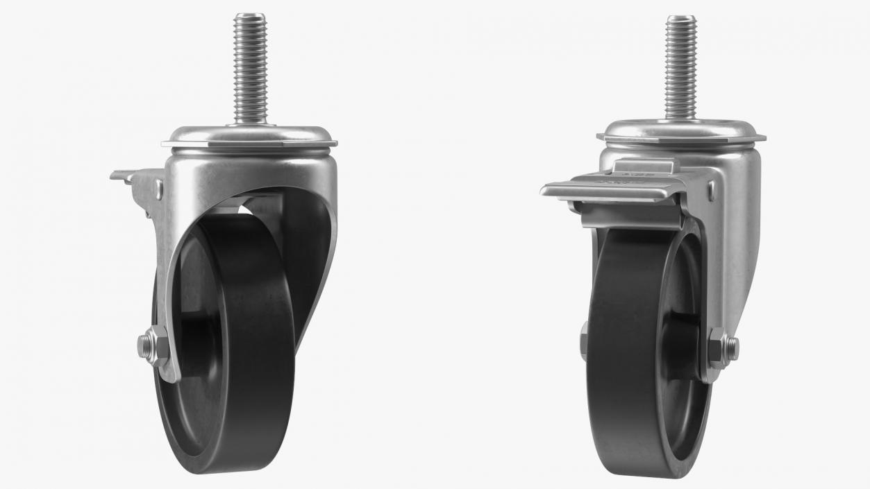 3D Swivel Threaded Stem Caster with Brake model