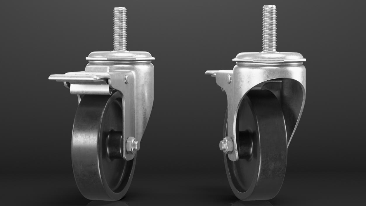 3D Swivel Threaded Stem Caster with Brake model