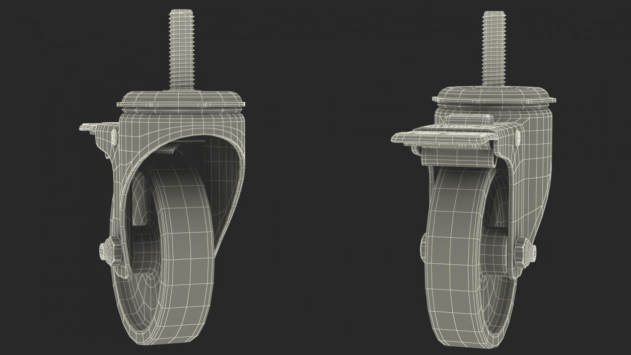 3D Swivel Threaded Stem Caster with Brake model