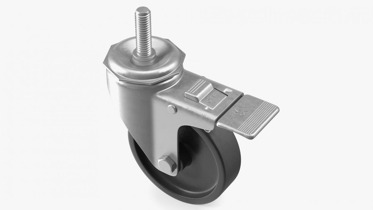 3D Swivel Threaded Stem Caster with Brake model