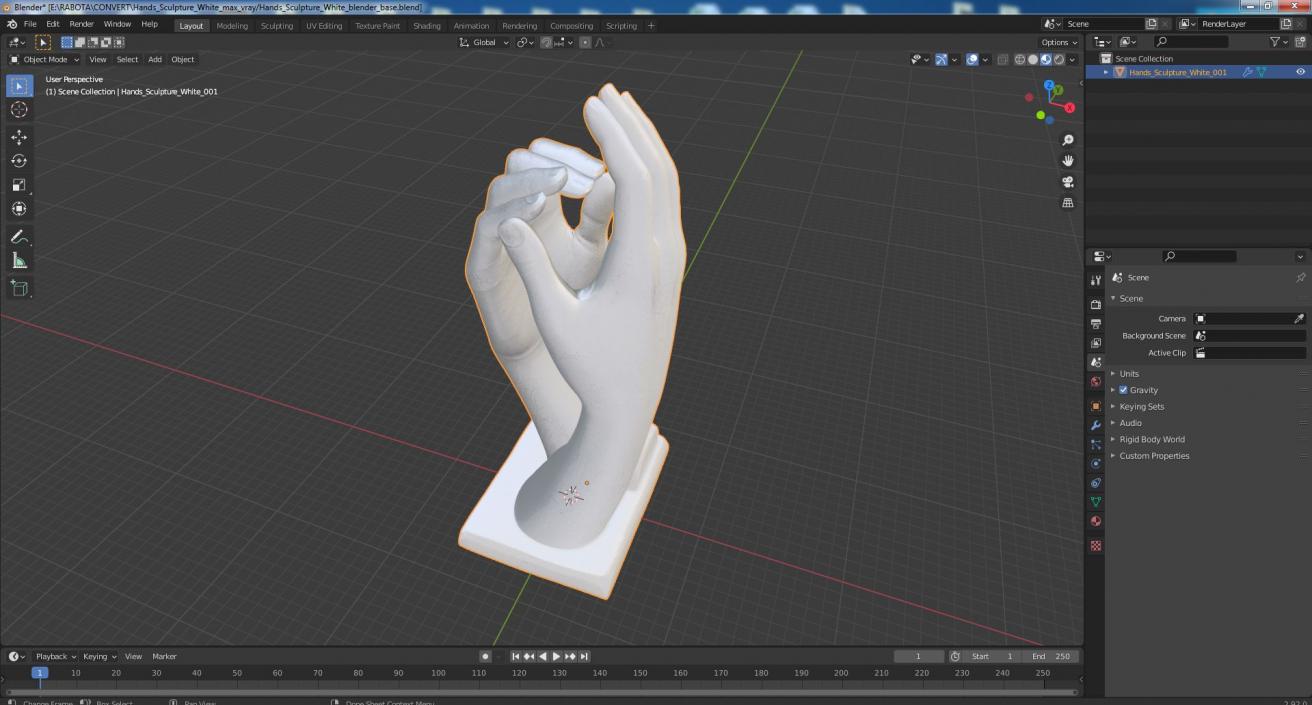 3D Hands Sculpture White