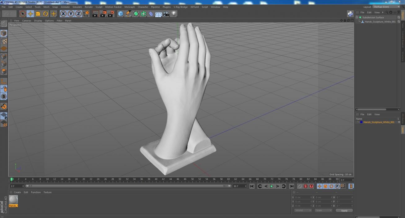 3D Hands Sculpture White