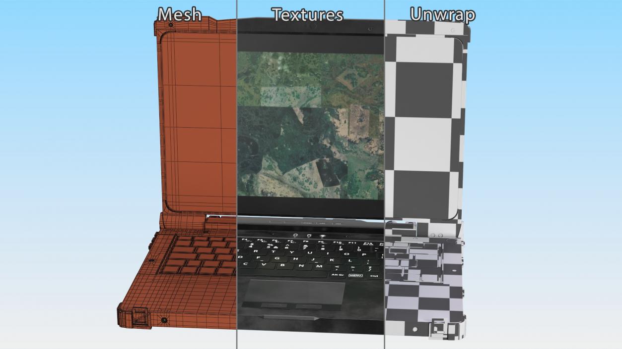 Shockproof Laptop Black Metal 3D model