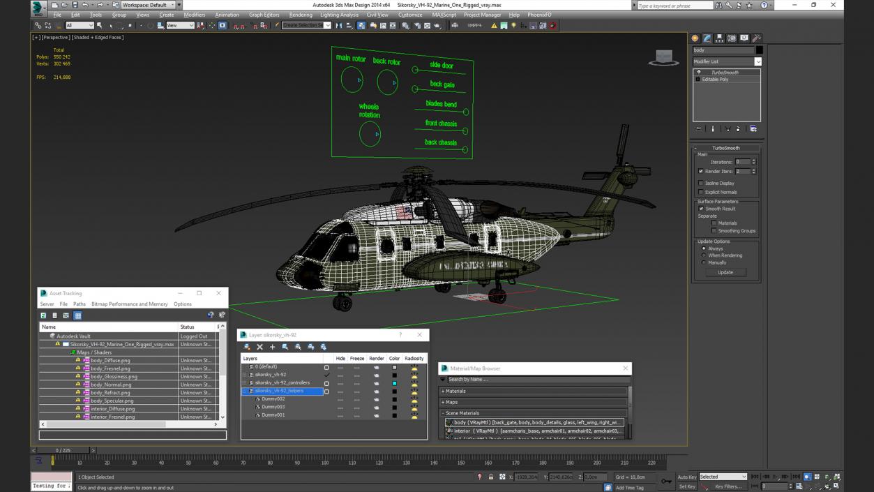 Sikorsky VH-92 Marine One Rigged 3D