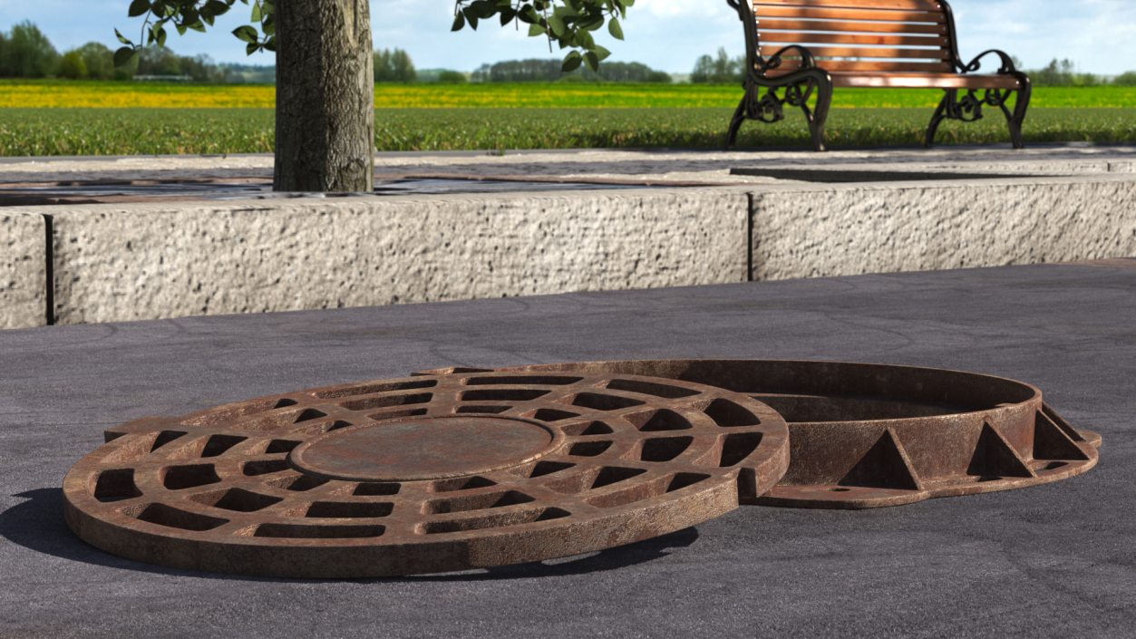 Rusty Stormwater Street Drain 3D model