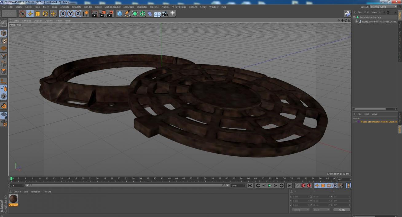 Rusty Stormwater Street Drain 3D model