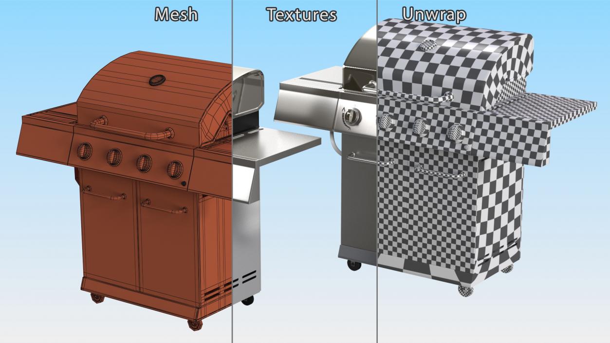 3D Stainless Steel Propane Gas Grill model