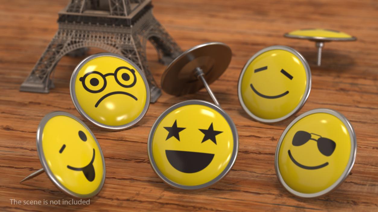 3D Round Smiley Faces Pins model