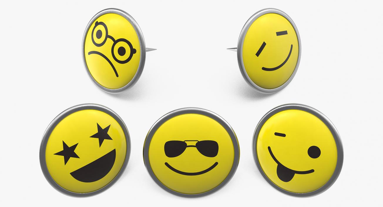 3D Round Smiley Faces Pins model