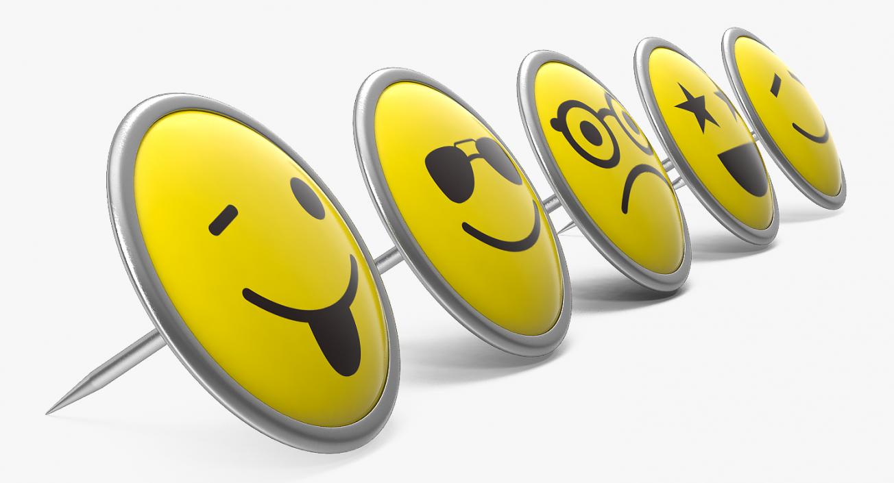 3D Round Smiley Faces Pins model