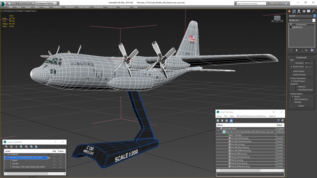 3D Hercules C130 Scale Model with Stand