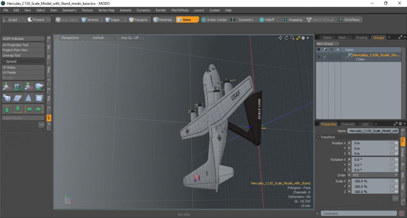 3D Hercules C130 Scale Model with Stand