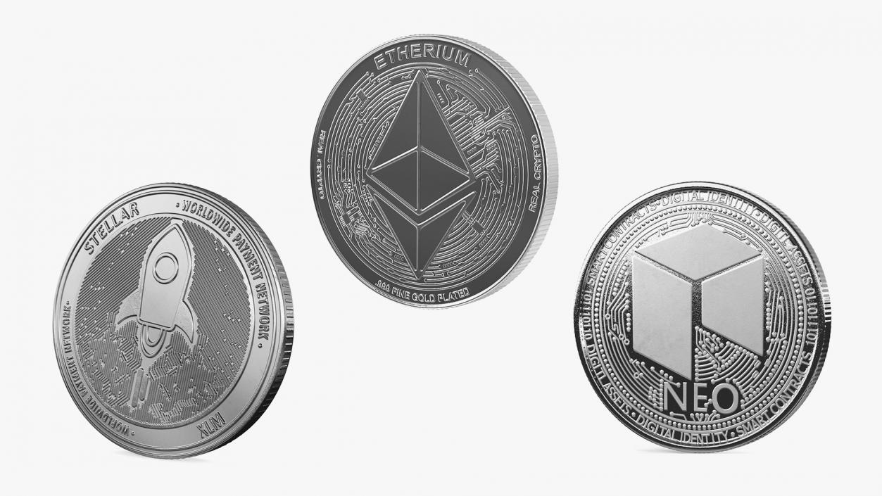 3D model Cryptocurrency Coins Silver Collection 2