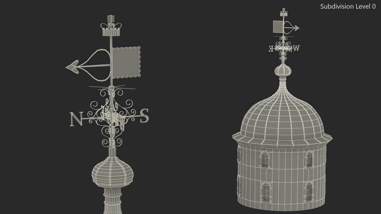 Round Tower of Castle with Weather Vane 3D model