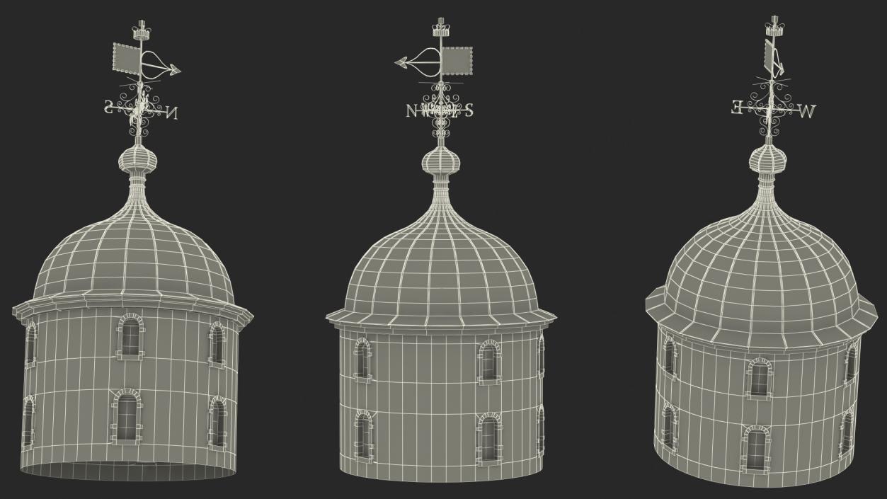 Round Tower of Castle with Weather Vane 3D model