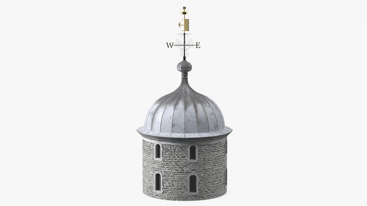 Round Tower of Castle with Weather Vane 3D model