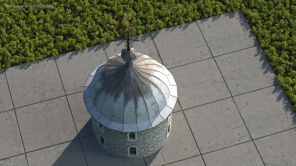 Round Tower of Castle with Weather Vane 3D model