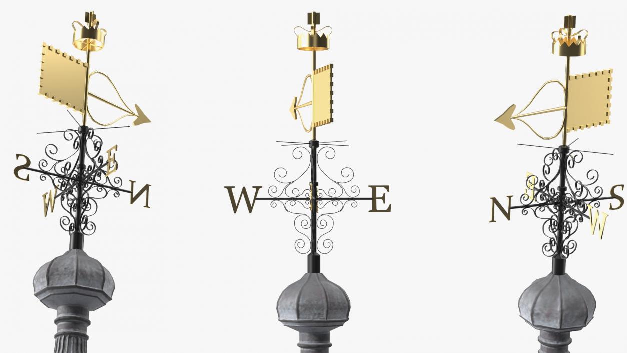 Round Tower of Castle with Weather Vane 3D model