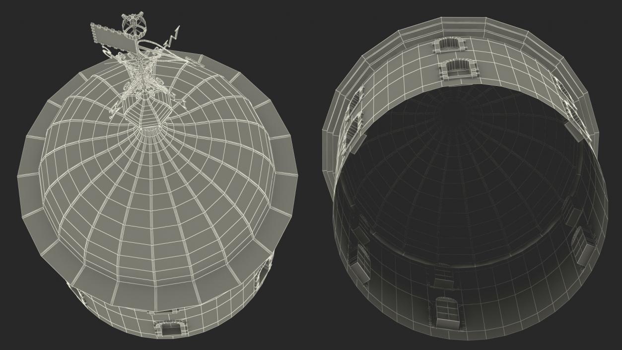 Round Tower of Castle with Weather Vane 3D model