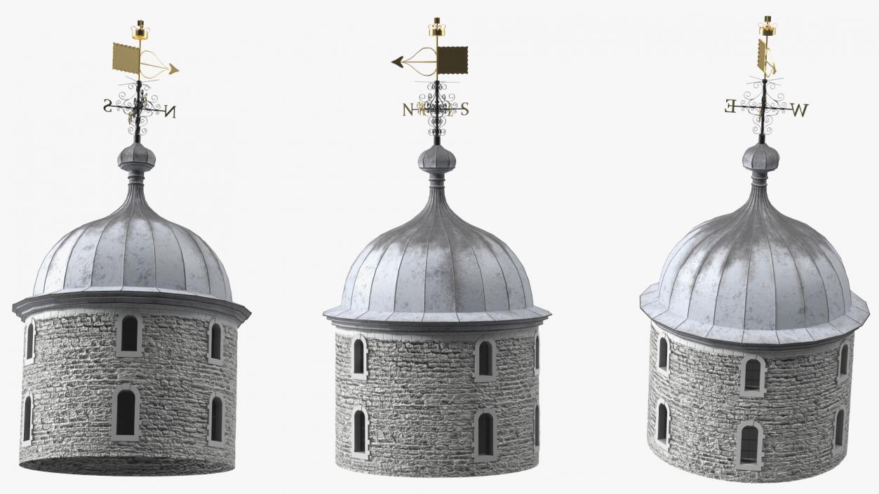 Round Tower of Castle with Weather Vane 3D model