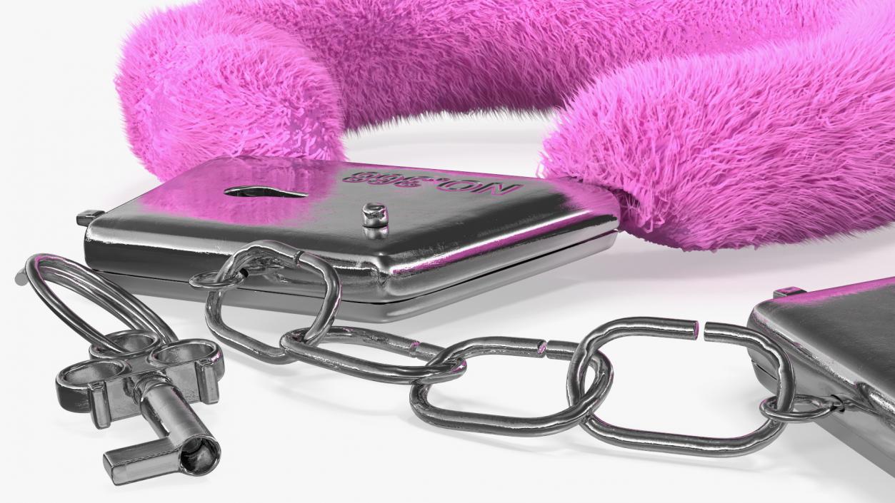 Fuzzy Pink Handcuffs Fur 3D model