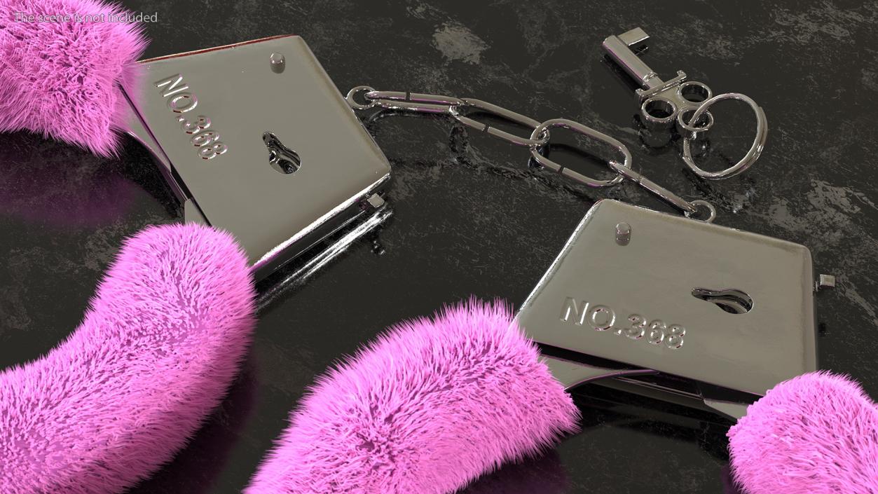 Fuzzy Pink Handcuffs Fur 3D model