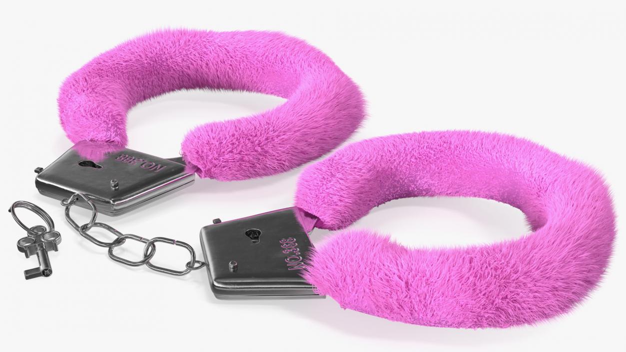 Fuzzy Pink Handcuffs Fur 3D model