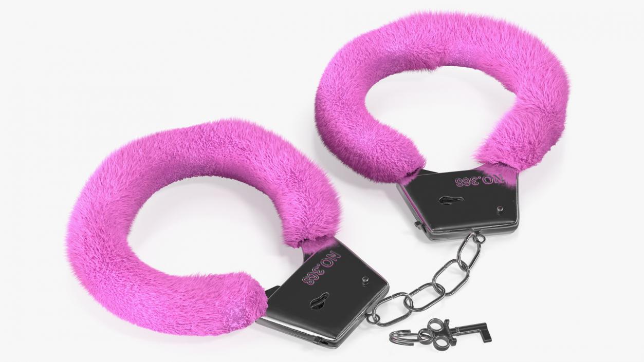 Fuzzy Pink Handcuffs Fur 3D model