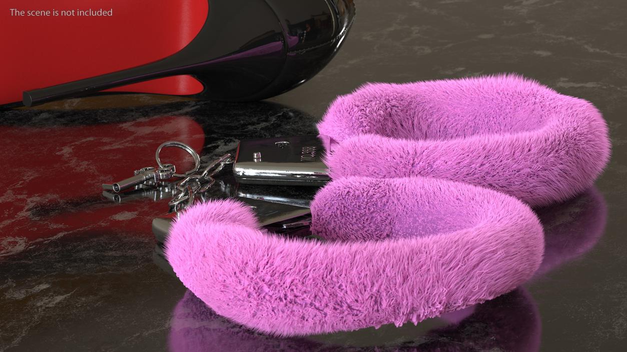 Fuzzy Pink Handcuffs Fur 3D model