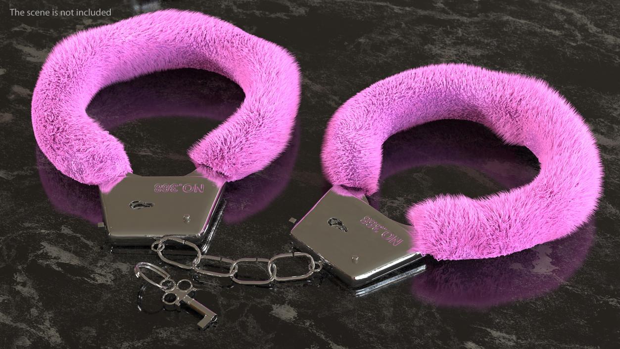 Fuzzy Pink Handcuffs Fur 3D model