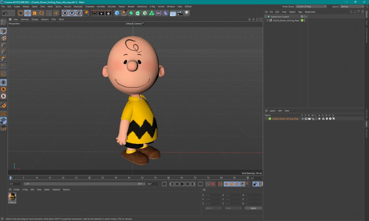 3D Charlie Brown Smiling Pose