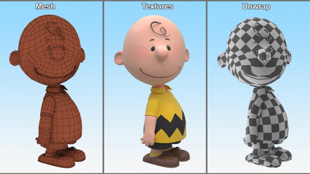 3D Charlie Brown Smiling Pose