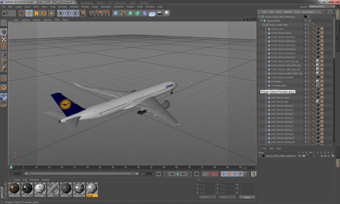 3D Airbus A350-1000 Lufthansa