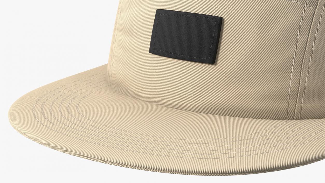 Strapback 5 Panel Cap Khaki 3D