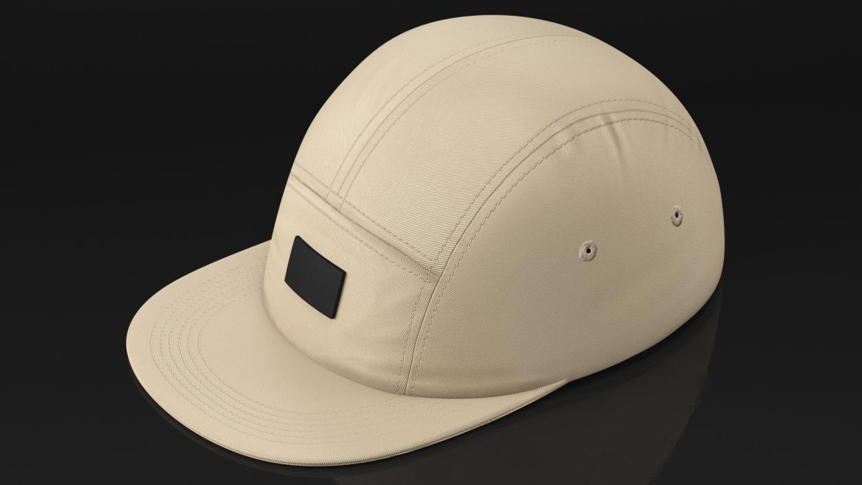 Strapback 5 Panel Cap Khaki 3D