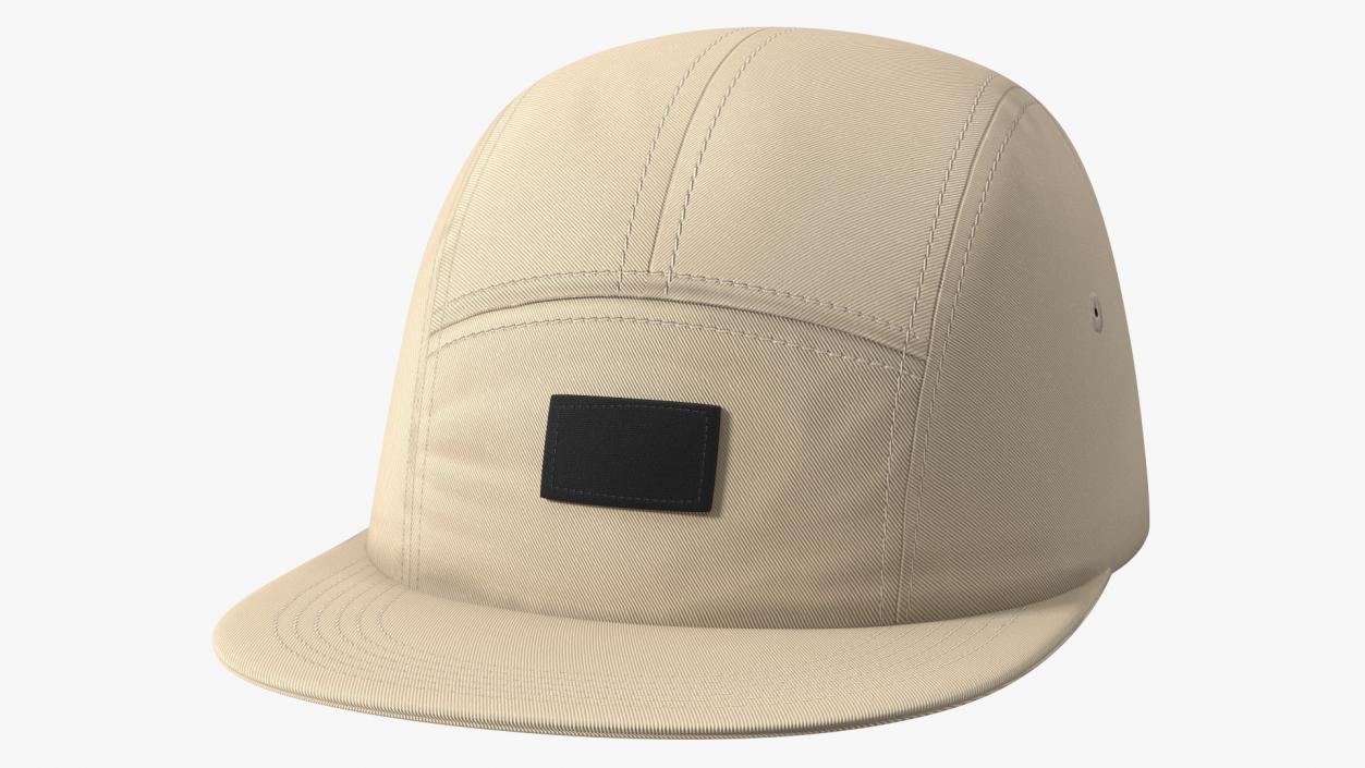 Strapback 5 Panel Cap Khaki 3D