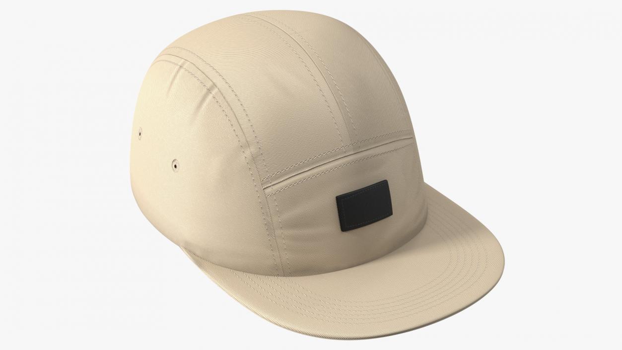 Strapback 5 Panel Cap Khaki 3D