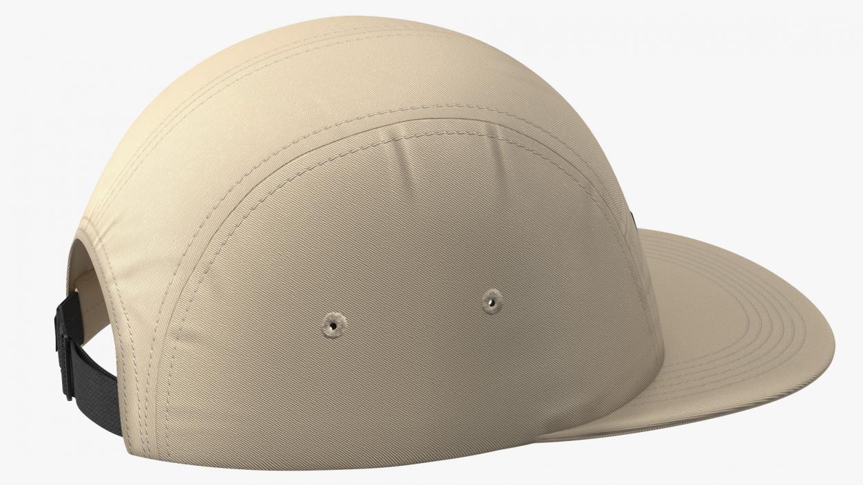 Strapback 5 Panel Cap Khaki 3D