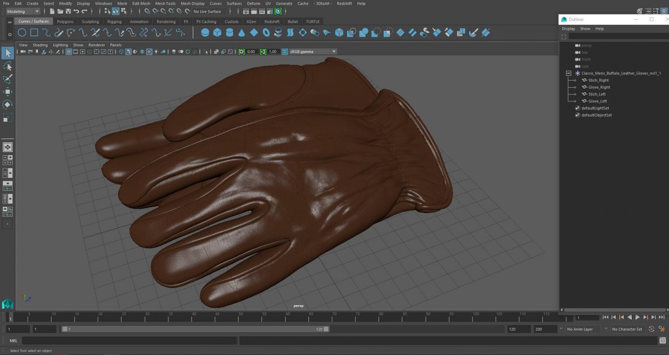 3D model Classic Mens Buffalo Leather Gloves