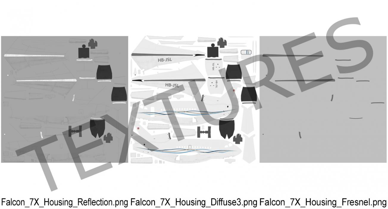 Business Long Range Trijet Dassault Falcon 7X Rigged 3D