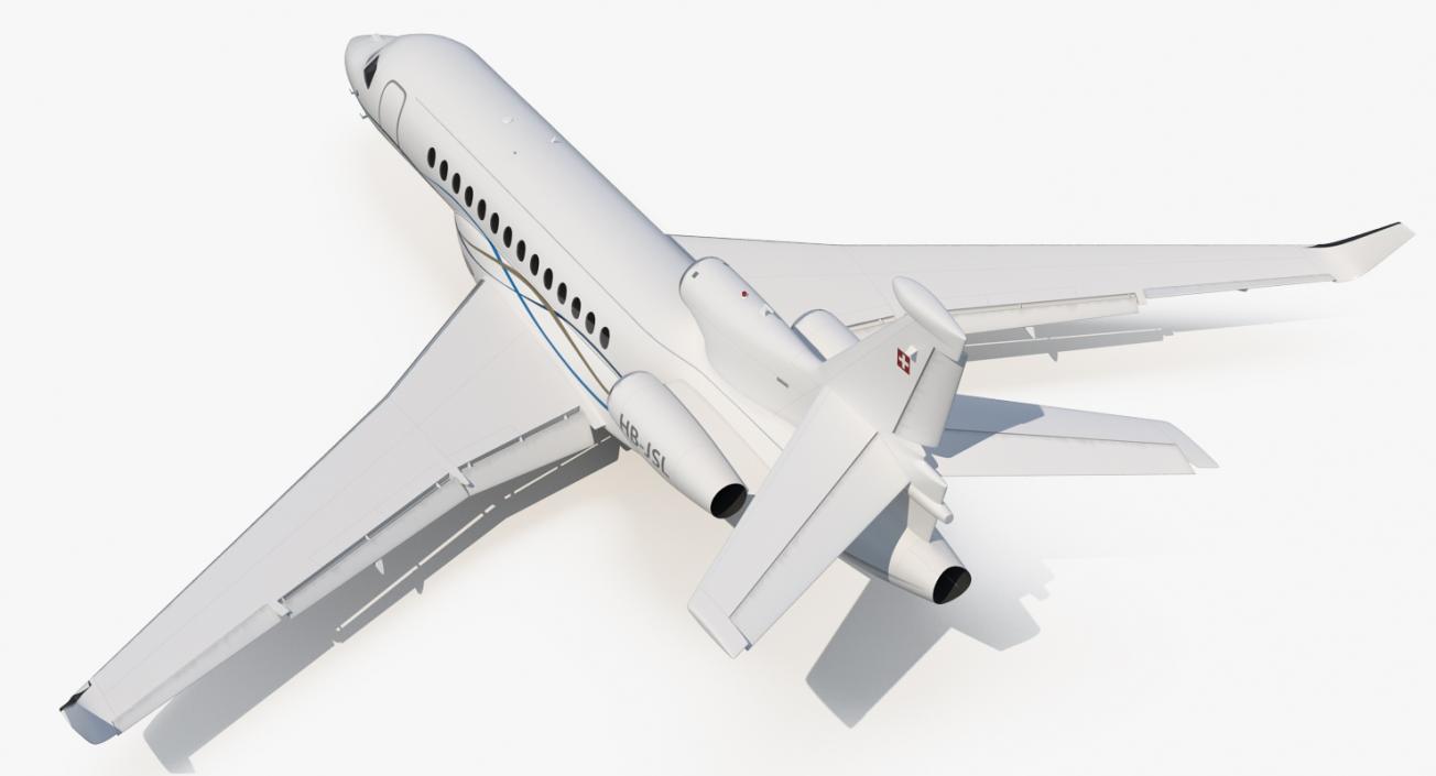 Business Long Range Trijet Dassault Falcon 7X Rigged 3D