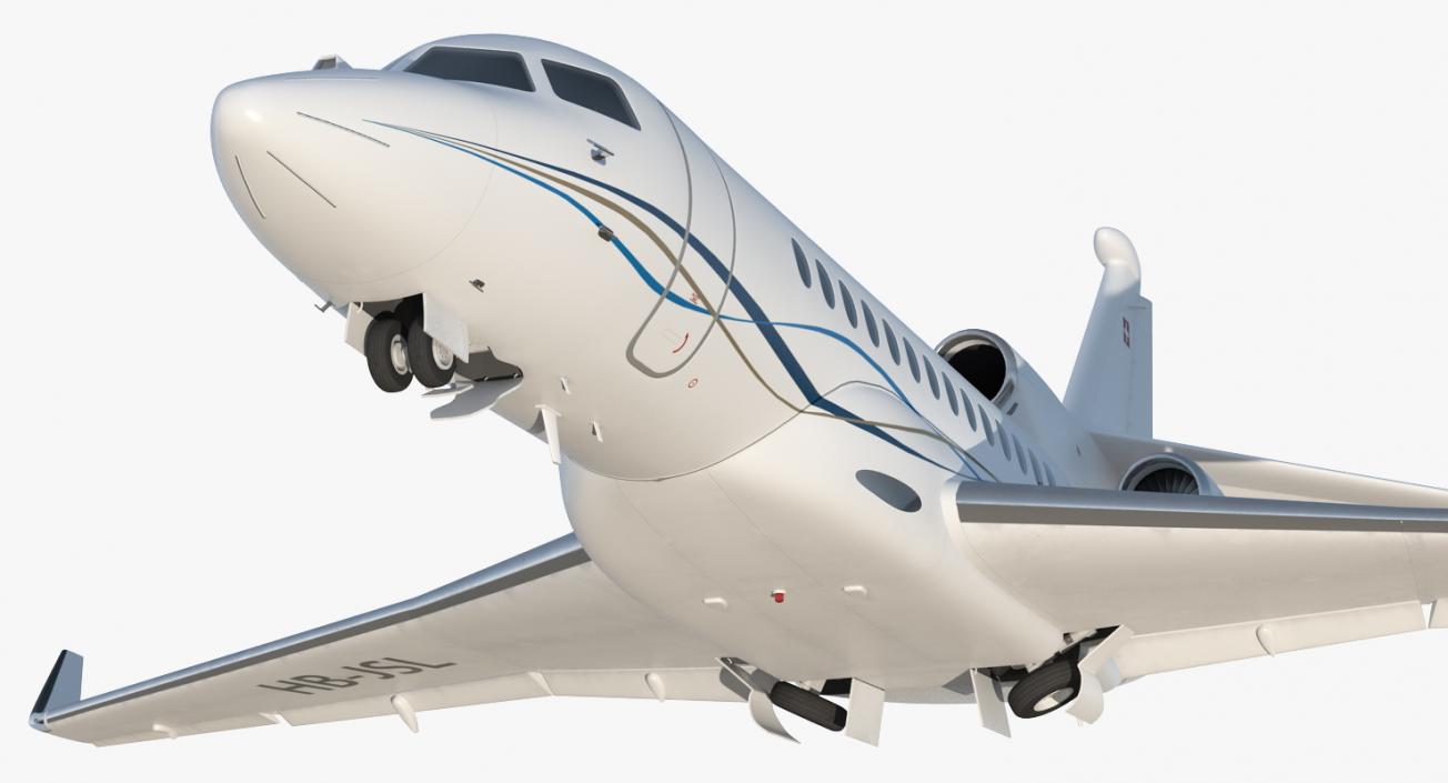 Business Long Range Trijet Dassault Falcon 7X Rigged 3D