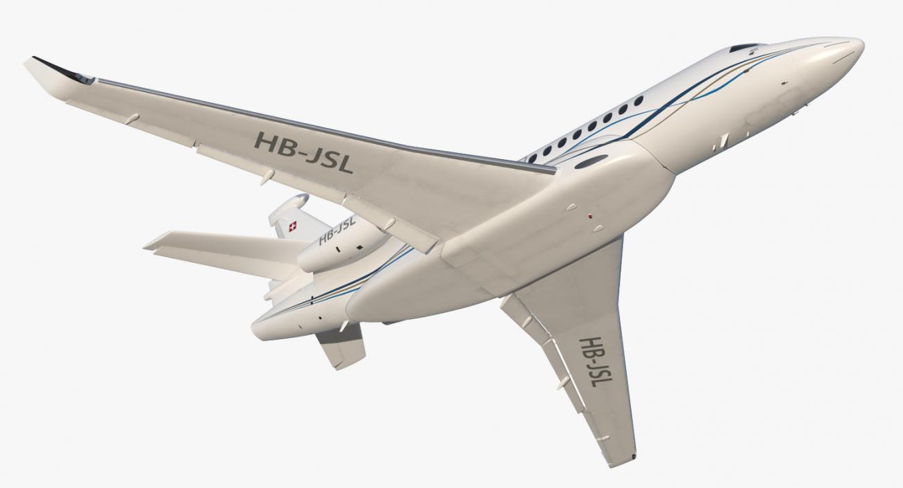 Business Long Range Trijet Dassault Falcon 7X Rigged 3D