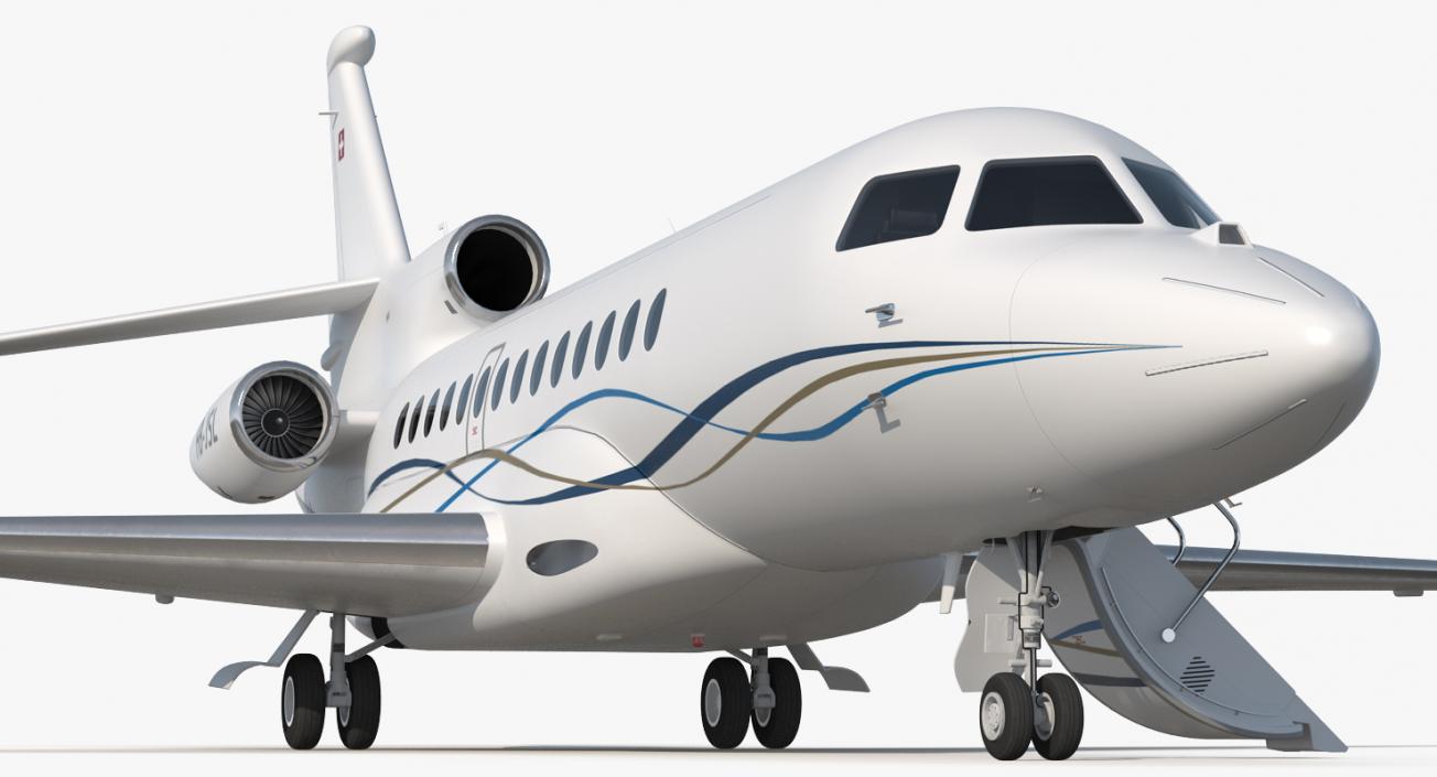 Business Long Range Trijet Dassault Falcon 7X Rigged 3D