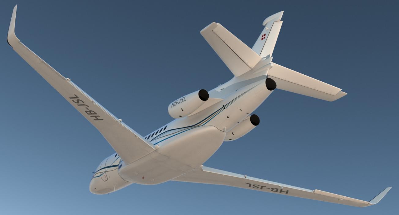 Business Long Range Trijet Dassault Falcon 7X Rigged 3D